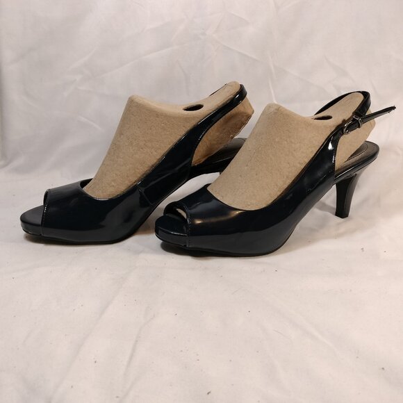 LifeStride Teller Slingback Peep Toe Pumps: Navy - Picture 5 of 10